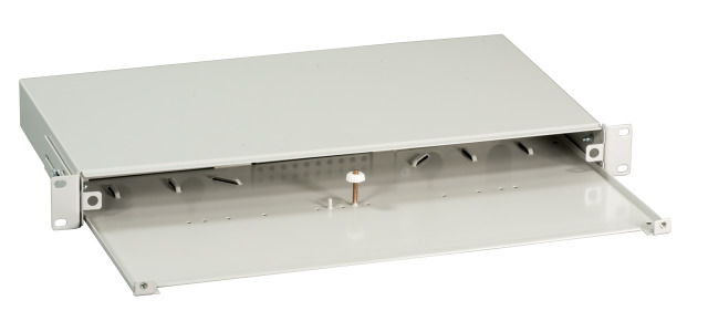 Fiber-optic patch panel retractable 1U without front panel, unmounted, gray, n.o. VSB-A-GR