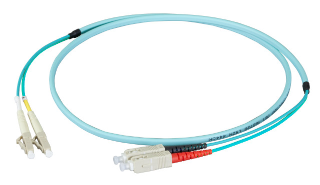 Duplex Patch kábel LC-SC 50/125µ, OM3, LSZH, modrý, Flat Twin, 3x5mm, 50m, a.n. O0314FT.50