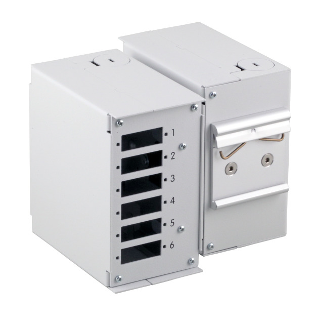 Industrial fiber-optic box on DIN rail without front face RAL7035, n.o. 53705.1V3