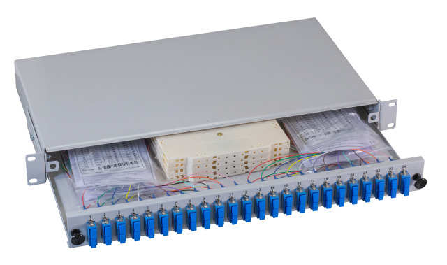 Optický patch panel SC-APC 9/125µ, 48 pigtailov/24 adaptérov, a.n. B71228.48
