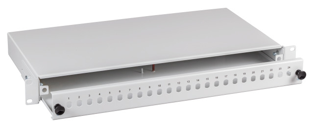 Optický patch panel 1U, výsuvný, RAL7035, 12 SC dpx. horizontálny, a.n. 53600.8
